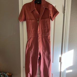 Terracotta Big Bud Press Short Sleeve Jumpsuit